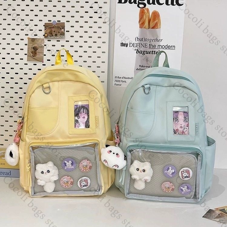 Canvas Backpack Casual - Tas Ransel Warna Solid Warna Permen