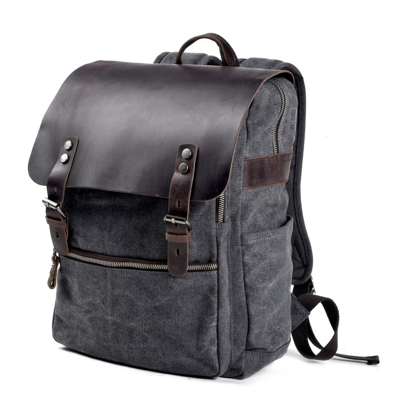 Canvas Backpack Casual - Tas ransel pria retro, tas selempang