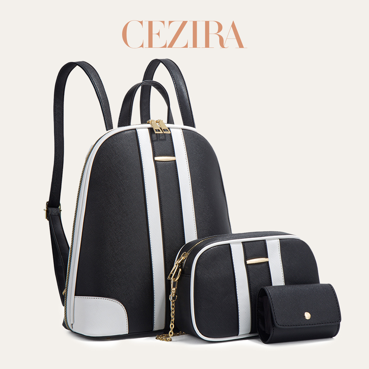 Set Ransel Patchwork Garis-gar - Fashion Backpack Women ulasan dan harga