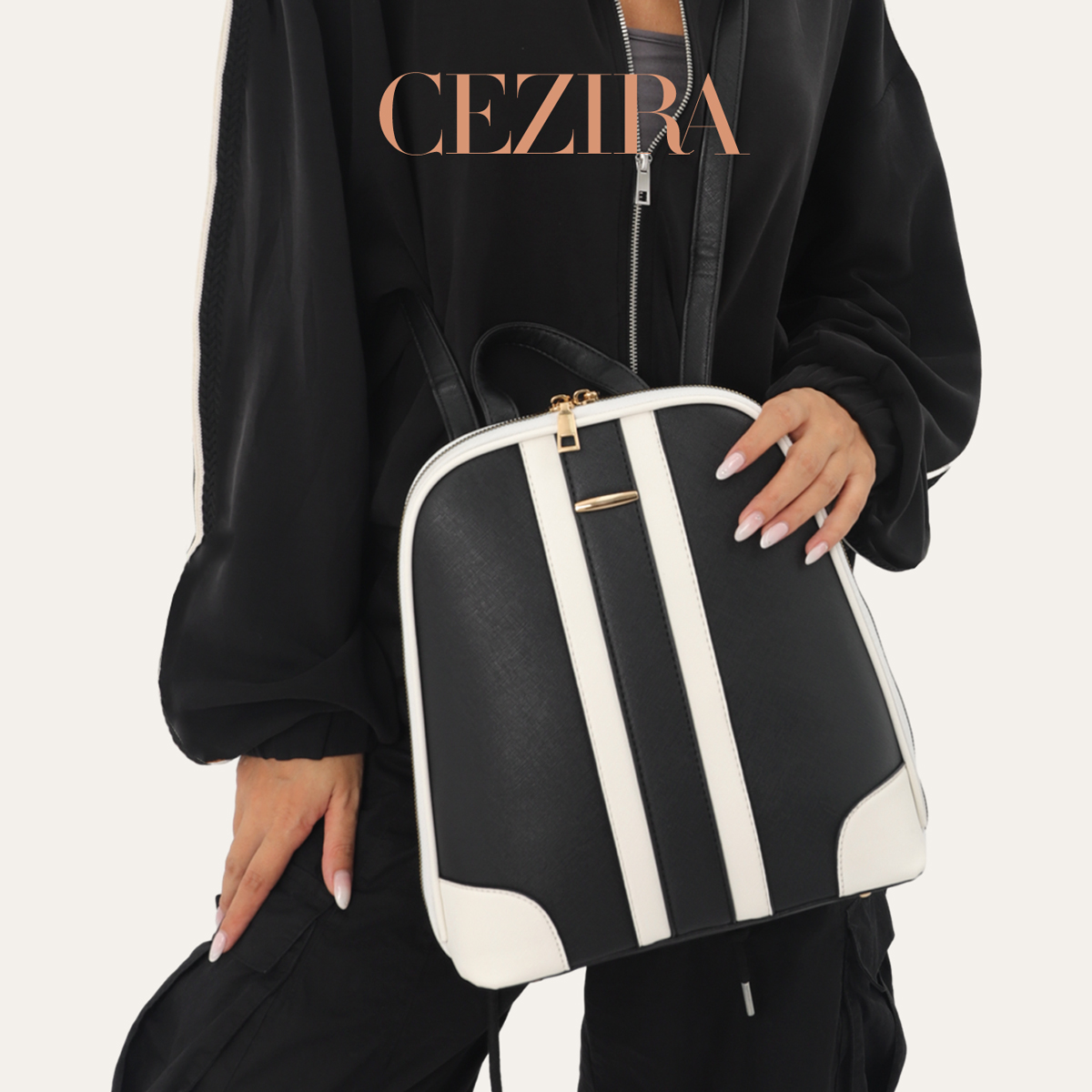 Set Ransel Patchwork Garis-gar - Fashion Backpack Women ulasan dan harga